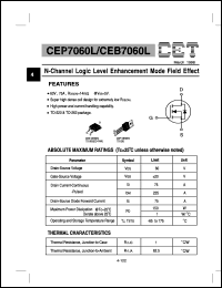 CEP7060L datasheet: N-channel logic level enhancement mode field effect transistor CEP7060L