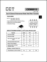 CEM8912 datasheet: 30V Dual N-channel logic level enhancement mode field effect transistor CEM8912