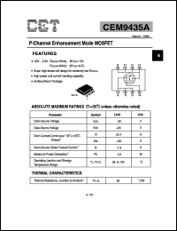 CEM9435A datasheet: 30V P-channel  enhancement mode MOSFET CEM9435A