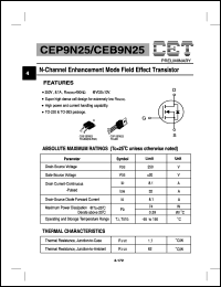 CEP9N25 datasheet: 250V  N-channel enhancement mode field effect transistor CEP9N25