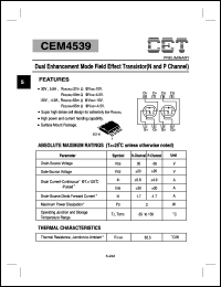 CEM4539 datasheet: 30V  Dual enhancement mode field effect transistor CEM4539