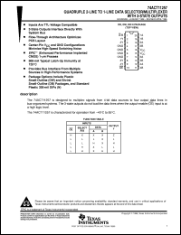 74ACT11257DBR datasheet:  QUADRUPLE 2-LINE TO 1-LINE DATA SELECTORS/MULTIPLEXERS WITH 3-STATE OUTPUTS 74ACT11257DBR