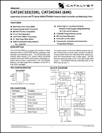CAT24C323PI-28TE13 datasheet: 32K 2.85V-3V Supervisory circuits with IIC serial CMOS EEPROM, precision reset controller and watchdog timer CAT24C323PI-28TE13
