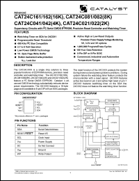 CAT24C162PI-45TE13 datasheet: 16K 4.5-4.74V Supervisory circuits with IIC serial CMOS EEPROM, precision reset controller and watchdog timer CAT24C162PI-45TE13