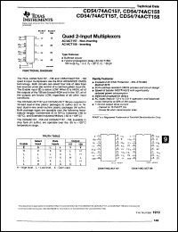 CD54AC157F3A datasheet:  QUAD NON-INVERTING 2-INPUT MULTIPLEXERS CD54AC157F3A