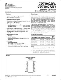 CD54HC251F3A datasheet:  HIGH SPEED CMOS LOGIC 8-INPUT MULTIPLEXER WITH 3-STATE OUTPUTS CD54HC251F3A