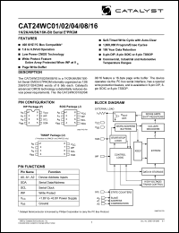CAT24WC08PA-TE13 datasheet: 2.5V-6.0V 8K-bit serial EEPROM CAT24WC08PA-TE13
