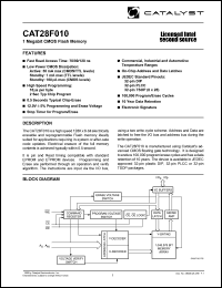 CAT28F010T-70T datasheet: 70ns  2M-bit CMOS  flash memory CAT28F010T-70T