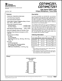 CD74HCT251E datasheet:  HIGH SPEED CMOS LOGIC 8-INPUT MULTIPLEXER, 3-STATE CD74HCT251E