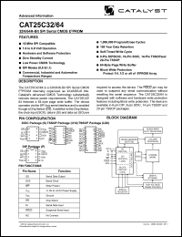 CAT25C64U14I-1.8TE13 datasheet: 64K SPI serial CMOS EEPROM 1.8-6.0V CAT25C64U14I-1.8TE13