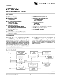 CAT28LV64PA-25T datasheet: 64K-bit  CMOS parallel  EEPROM 250ns CAT28LV64PA-25T