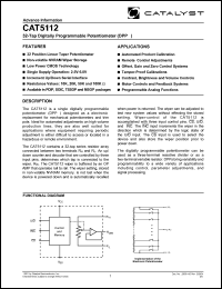 CAT5112P-10TE13 datasheet: 10K 32-Tap digitally programmable potentiometer (DPP) CAT5112P-10TE13