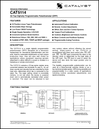 CAT5114PI-50TE13 datasheet: 50K 32-Tap digitally programmable potentiometer (DPP) CAT5114PI-50TE13