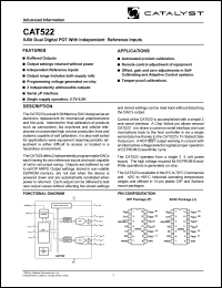 CAT522J-TE13 datasheet:  8-bit  dual digital POT with independent reference input CAT522J-TE13