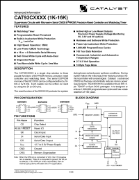 CAT93C8614KI-30TE13 datasheet: 16K 3.0-3.15V Supervisory circuit with microwire serial CMOS EEPROM, precision reset controller and watchdog timer CAT93C8614KI-30TE13