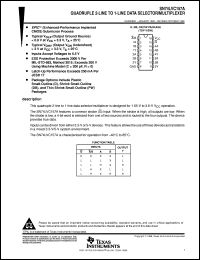 SN74LVC157ADBLE datasheet:  QUADRUPLE 2-LINE TO1-LINE DATA SELECTOR / MULTIPLEXER SN74LVC157ADBLE