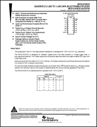 SN74LVC257AD datasheet:  QUADRUPLE 2-LINE TO 1-LINE DATA SELECTOR/MULTIPLEXER WITH 3-STATE OUTPUTS SN74LVC257AD