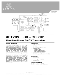 XE1209 datasheet: 30-70KHz ultra low-power CMOS transceiver XE1209