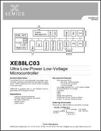 XE88LC03ME015 datasheet: Ultra low-power low-voltage microcontroller XE88LC03ME015