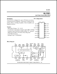 GL3361 datasheet: Low power narrow band FM IF GL3361