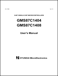 GMS87C1408 datasheet: CMOS single-chip 8-bit microcontroller. ROM size 8K bytes. RAM size 192 bytes. GMS87C1408