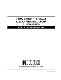 R1110N221ATR datasheet: Low noise 150mA L.D.O. regulator. Output voltage 2.2V. 