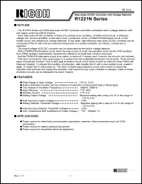 R1221N16AA-TR datasheet: Step-down DC/DC converter with voltage detector. Output voltage (Vout) 1.6V. Detector threshold (-Vdet) 3.0V. Oscillator frequency 300kHz R1221N16AA-TR