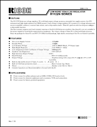 R1122N151A-TR datasheet: Low noise 150mA LDO regulator IC. Output voltage 1.5V. Active L type. Standard taping type TR. R1122N151A-TR