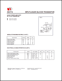 2N3772 datasheet: NPN planar silicon transistor. Audio power amplifier DC to DC converter 2N3772