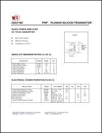 2SA1102 datasheet: PNP planar silicon transistor. Audio power amplifier DC to DC converter. 2SA1102