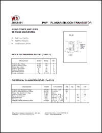 2SA1491 datasheet: PNP planar silicon transistor. Audio power amplifier DC to DC converter. 2SA1491
