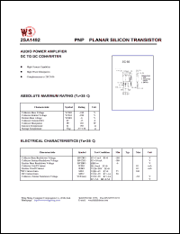 2SA1492 datasheet: PNP planar silicon transistor. Audio power amplifier DC to DC converter. 2SA1492