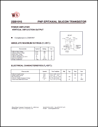 2SB1016 datasheet: PNP epitaxial silicon transistor. Power amplifier vertical defclection output. 2SB1016