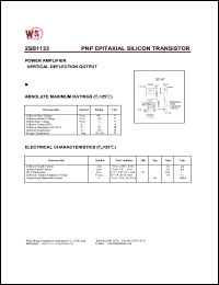 2SB1133 datasheet: PNP epitaxial silicon transistor. Power amplifier vertical deflection output 2SB1133