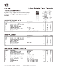 2SC1047 datasheet: Silicon epitaxial planar transistor. High power, primarily for use in audio and general purpose 2SC1047