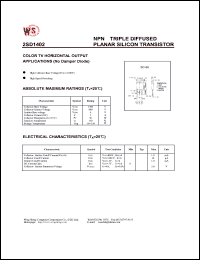 2SD1402 datasheet: NPN tripple diffused planar silicon transistor. Color TV horizontal output applications(no damper diode) 2SD1402