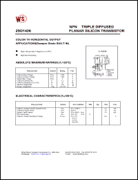 2SD1426 datasheet: NPN tripple diffused planar silicon transistor. Color TV horizontal output applications(damper diode BUILTIN) 2SD1426