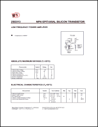 2SD313 datasheet: NPN epitaxial silicon transistor. Low frequency power amplifier 2SD313