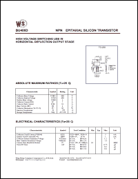 BU406D datasheet: NPN epitaxial silicon transistor. High voltage switching for horizontal deflection output stage. Collector-base voltage 400V. Collector-emitter voltage 400V. Emitter-base voltage 6V. BU406D