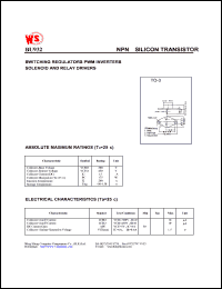 BU932 datasheet: NPN silicon transistor. Switcing regulators. PWM inverters. Solenoid and relay drivers. BU932