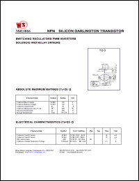 MJ11016 datasheet: NPN silicon darlington transistor. Switching regulators. PWM inverters. Solenoid and relay drivers MJ11016