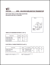 MJ11020 datasheet: NPN silicon darlington transistor. Switching regulators. PWM inverters. Solenoid and relay drivers MJ11020