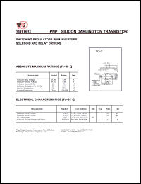 MJ11033 datasheet: PNP silicon darlington transistor. Switching regulators. PWM inverters. Solenoid and relay drivers MJ11033