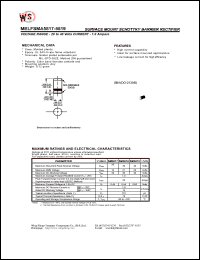 MELFSMA5818 datasheet: Surface mount schottky barrier rectifier. Max reccurent peak reverse voltage 30V. Max RMS voltage 21V. Max DC blocking voltage 30V MELFSMA5818