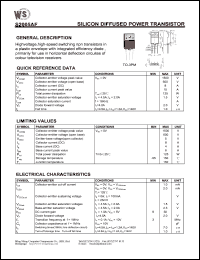 S2005AF datasheet: Silicon diffused power transistor, for use in horizontal deflection circuites of color TV receivers S2005AF