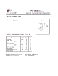 TIP145 datasheet: PNP epitaxial silicon darlington transistor. High DC current gain. Collector-base voltage -60V. Collector-emitter voltage -60V. Emitter-base voltage -5V TIP145