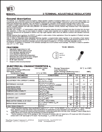 WS337L datasheet: 3-terminal adjustable regulator. Output voltage 1.2V to 37V. WS337L