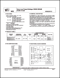 WS628512LLST datasheet: Very low power/volpage CMOS SRAM. 512K x 8 bit. Vcc 2.4V-3.6V. Speed 70ns WS628512LLST