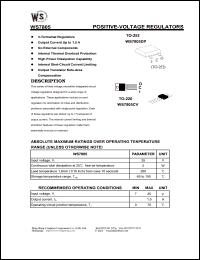 WS7805CV datasheet: Positive-voltage 3-terminal regulator. Output current up to 1.5A WS7805CV