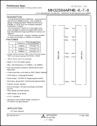 MH32S64APHB-7 datasheet: 2147483648-bit (33554432-word by 64-bit) synchronous DRAM MH32S64APHB-7